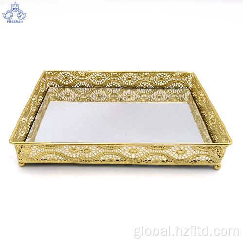 Metal Tray Metal round Mirrored tabletop Jewelry Tray Supplier
